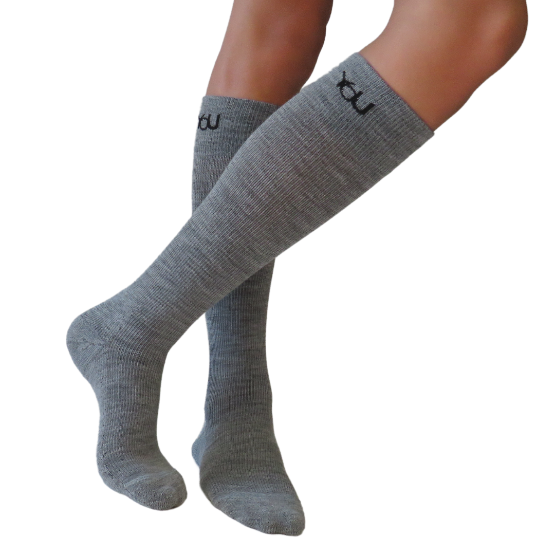 YoU® Grey Merino Wool 🐑 CUSHION Knee High • 20-30 mmHg