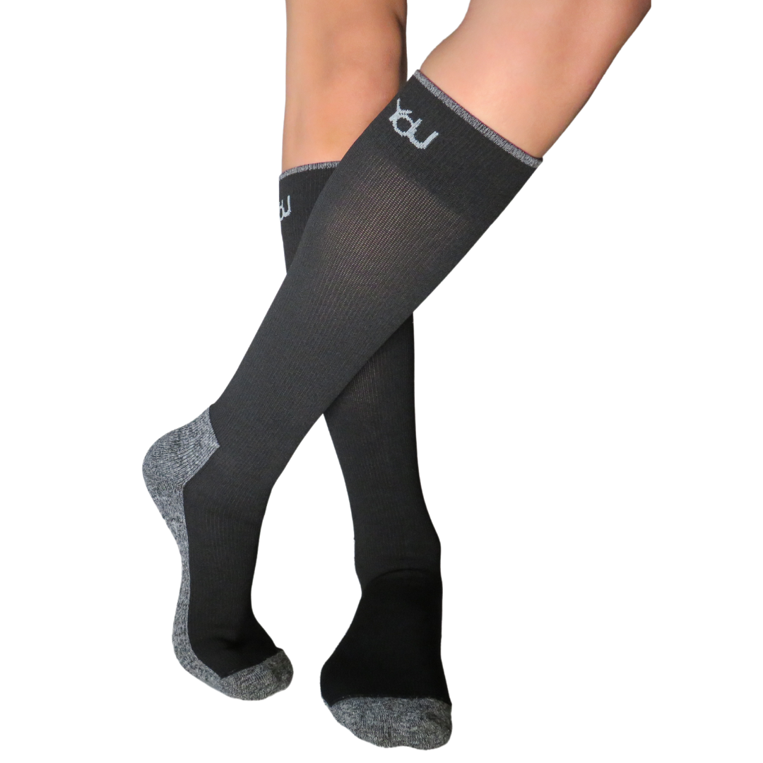 YoU® Black & Grey Marl Knee High CUSHION • 20-30 mmHg