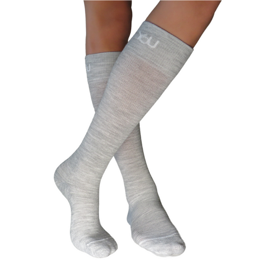 YoU® Light Grey Merino Wool 🐑 CUSHION Knee High • 15-20 mmHg ✈