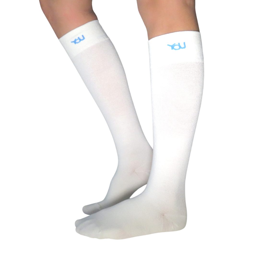 YoU® Off White Bamboo Knee High • 15-20 mmHg