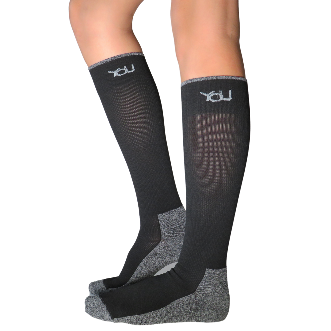 YoU® Black & Grey Marl Knee High CUSHION • 15-20 mmHg