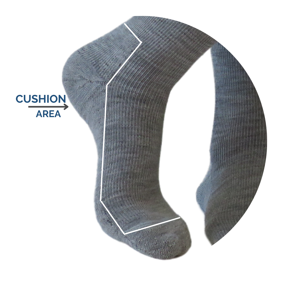 YoU® Dark Grey Merino Wool 🐑 CUSHION Knee High • 15-20 mmHg ✈