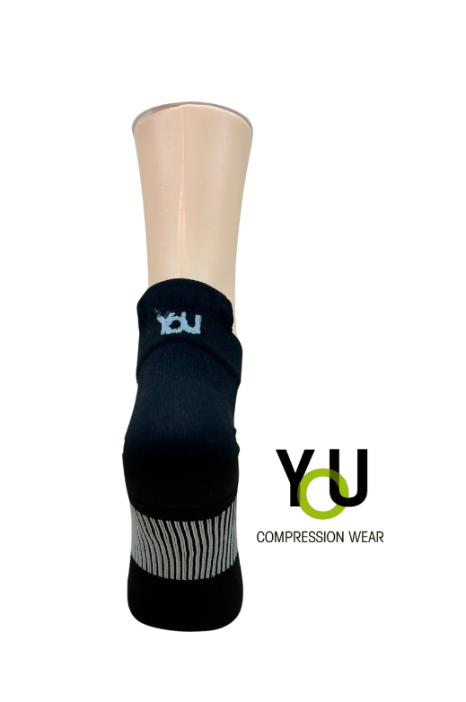 YoU® Black & Grey Lines Ankle Compression Socks • 20-30 mmHg