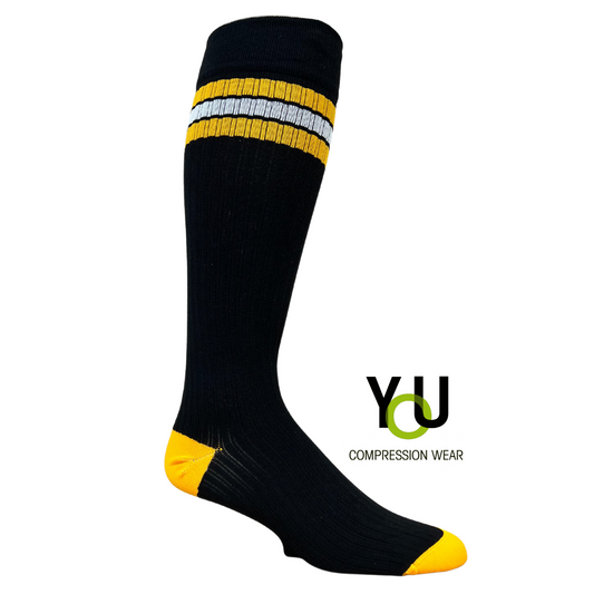 YoU® Sport Series Black/Gold Knee High • 20-30 mmHg