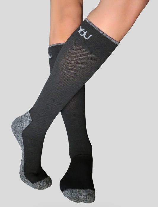 YoU® Black & Grey Marl Knee High CUSHION • 15-20 mmHg