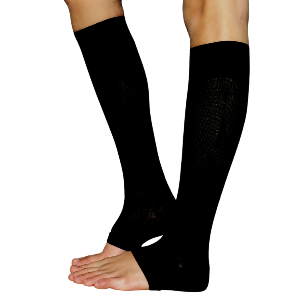 YoU® Black Knee High Open Toe • 30-40 mmHg