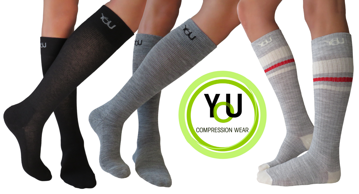 YoU Compression® 3 Pairs Merino Wool Knee High • 20-30 mmHg