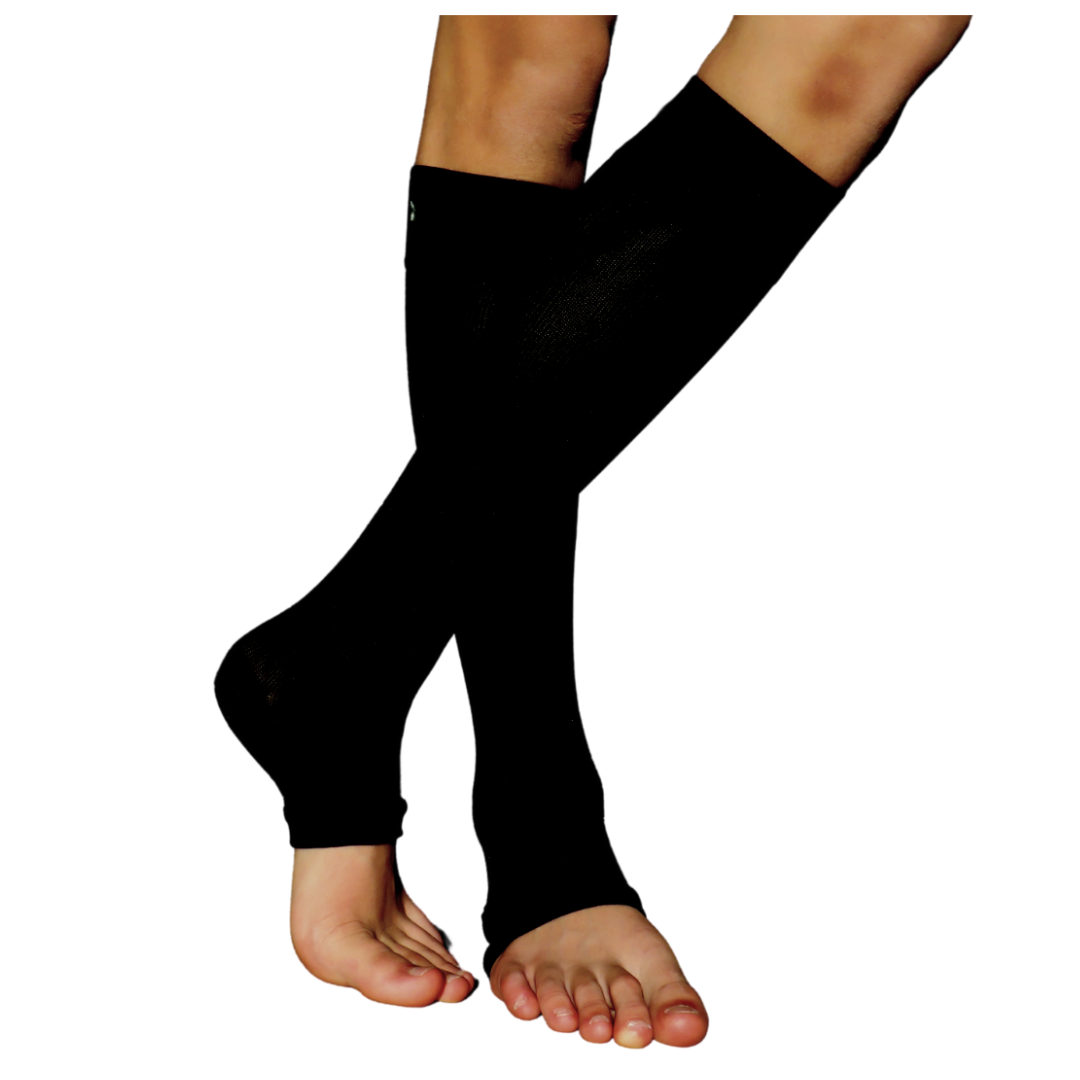 YoU® Black Knee High Open Toe • 20-30 mmHg