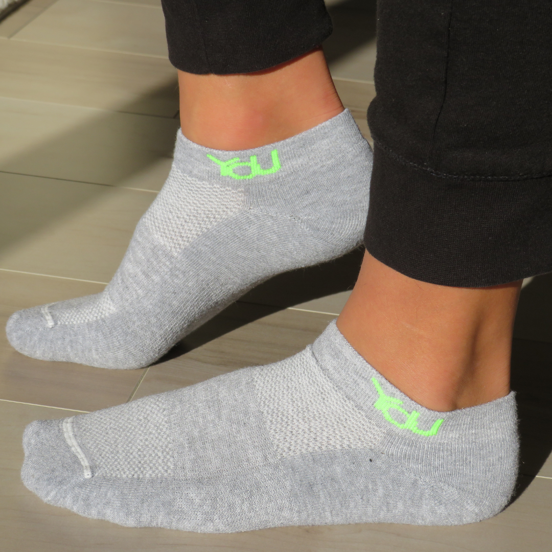 YoU® Grey Sport Ankle Socks • 20-30 mmHg