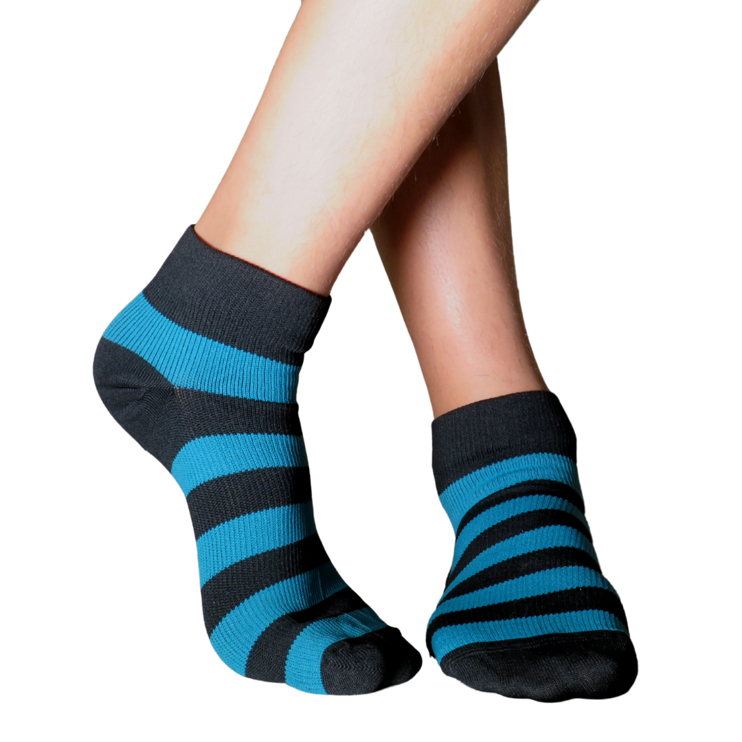 YoU® Teal & Black Stripe Ankle Socks • 20-30 mmHg