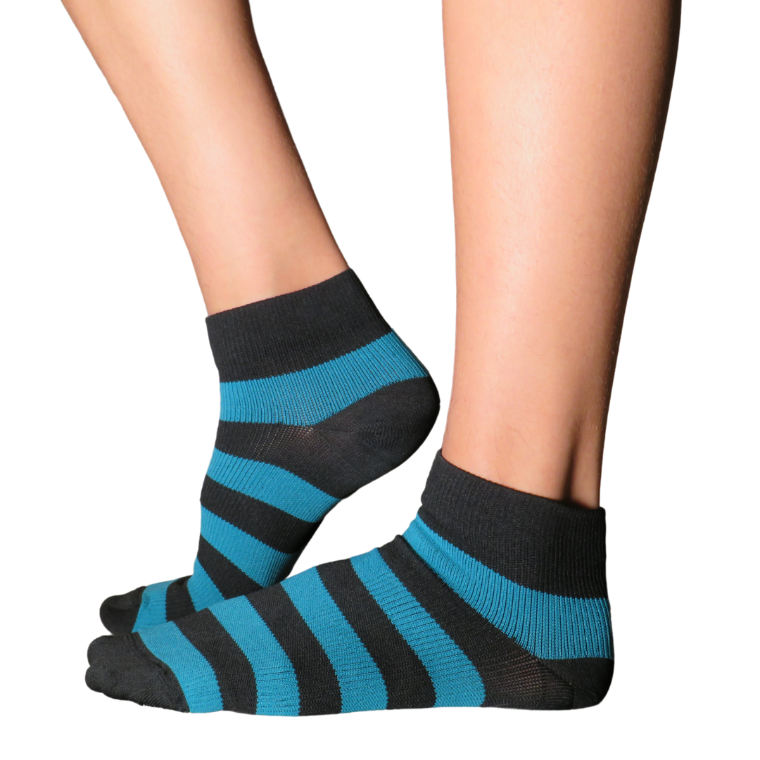 YoU® Teal & Black Stripe Ankle Socks • 20-30 mmHg