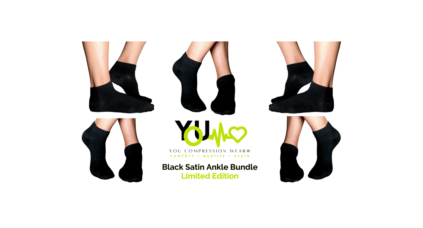 YoU® • Black Satin • 5 pairs Ankle • 20-30 mmHg