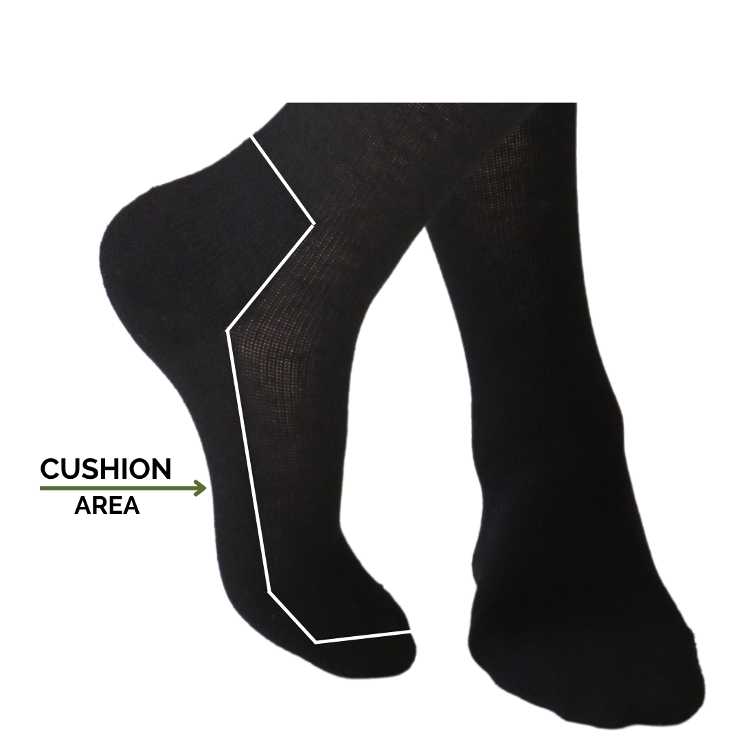 YoU® Black Merino Wool 🐑 CUSHION Knee High • 30-40 mmHg