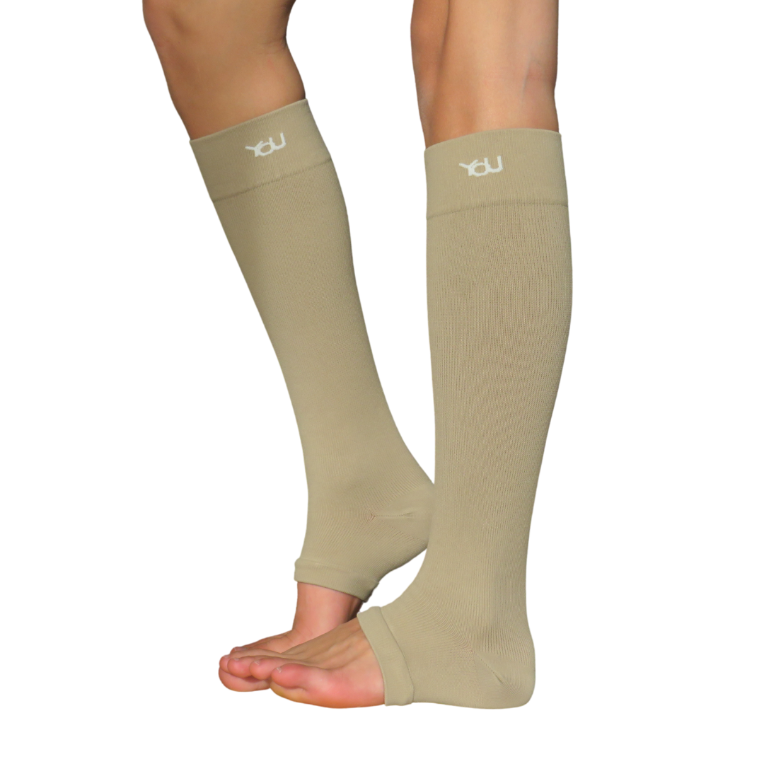 YoU® Coffee Knee High Open Toe • 15-20 mmHg