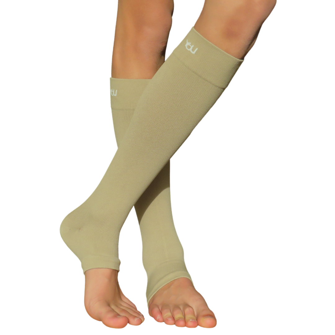 YoU® Coffee Knee High Open Toe • 15-20 mmHg