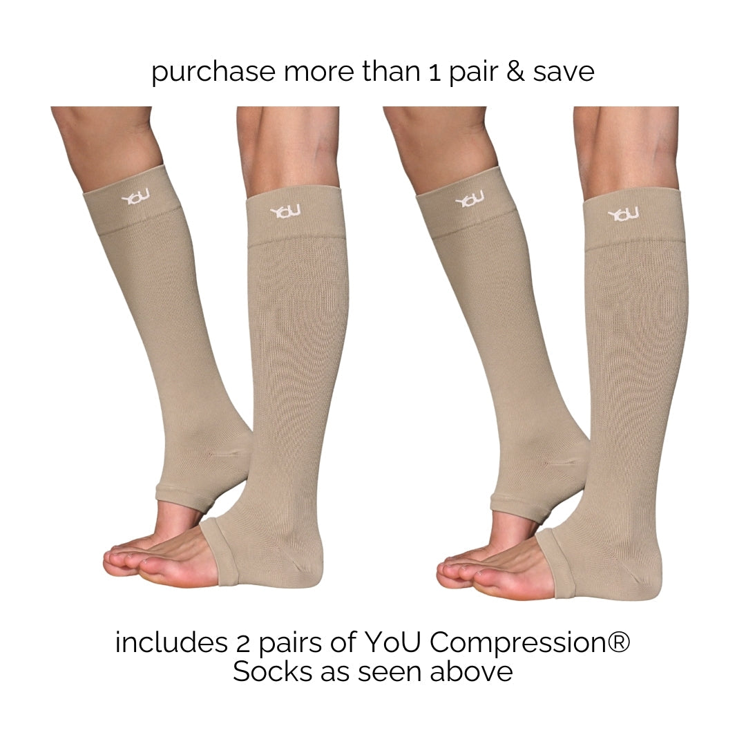 YoU® Coffee Knee High Open Toe • 30-40 mmHg