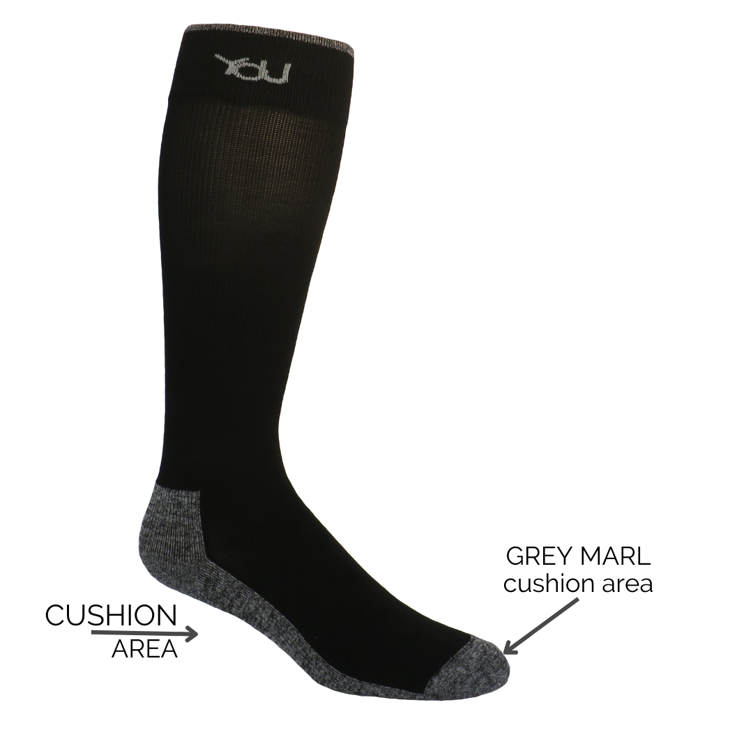 YoU® Black & Grey Marl Knee High CUSHION • 20-30 mmHg